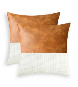 Leather and knitted pillowcase