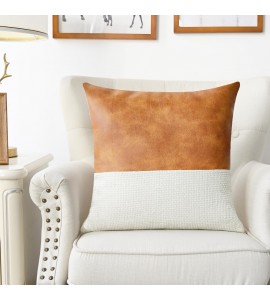 Leather and knitted pillowcase