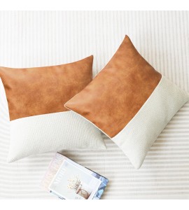 Leather and knitted pillowcase