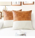 Leather and knitted pillowcase