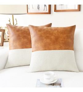 Leather and knitted pillowcase