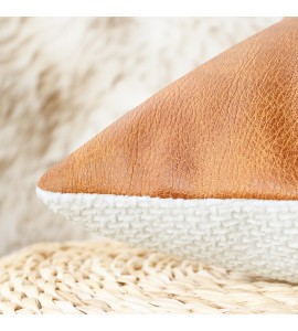 Leather and knitted pillowcase