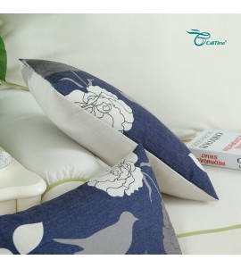 Bird and flower painting pillowcase