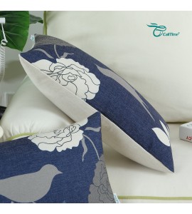Bird and flower painting pillowcase
