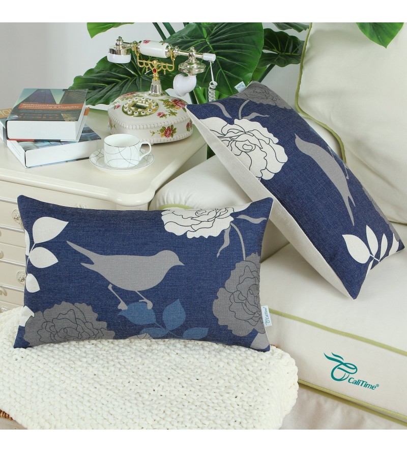 Bird and flower painting pillowcase
