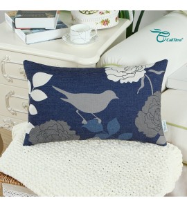 Bird and flower painting pillowcase