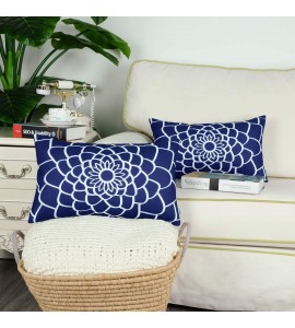 Navy blue floral pillowcase