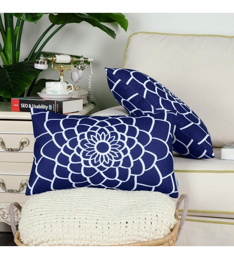 Navy blue floral pillowcase