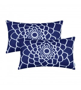 Navy blue floral pillowcase