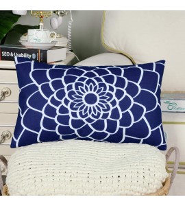 Navy blue floral pillowcase