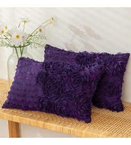 Purple 3D Flower Cluster Pillowcase