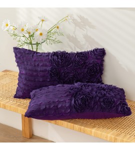 Purple 3D Flower Cluster Pillowcase