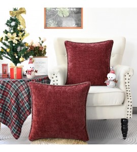 Burgundy chenille pillow