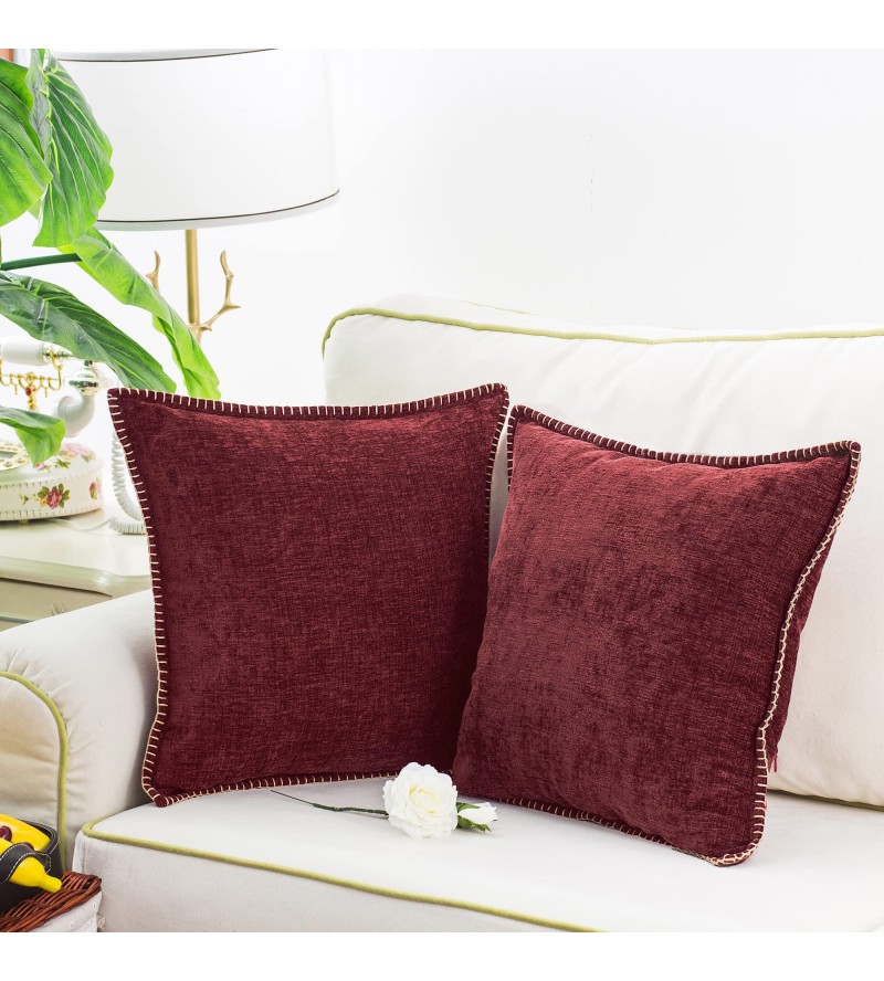 Burgundy chenille pillow